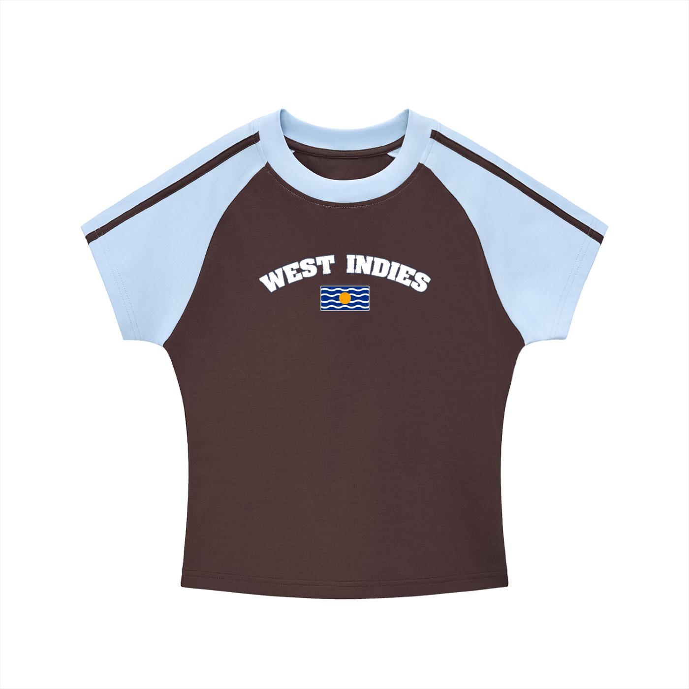 West Indies Contrast Stripes Bodycon Raglan  Sleeve T-Shirt