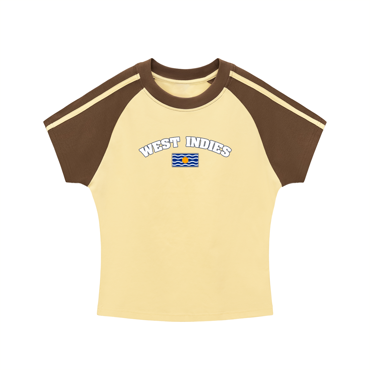 West Indies Contrast Stripes Bodycon Raglan  Sleeve T-Shirt - Islands Breed Culture