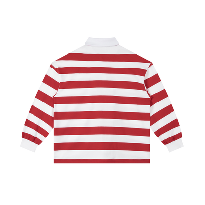 polo shirt,stripe polo,streetwear,drop shoulder,unisex,preppy,long sleeve,ISLBRDCLTR