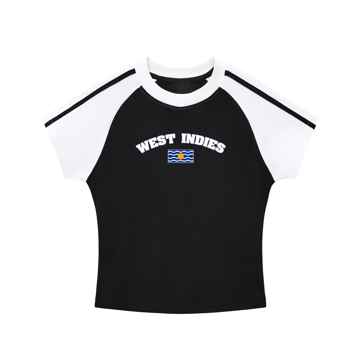 West Indies Contrast Stripes Bodycon Raglan  Sleeve T-Shirt
