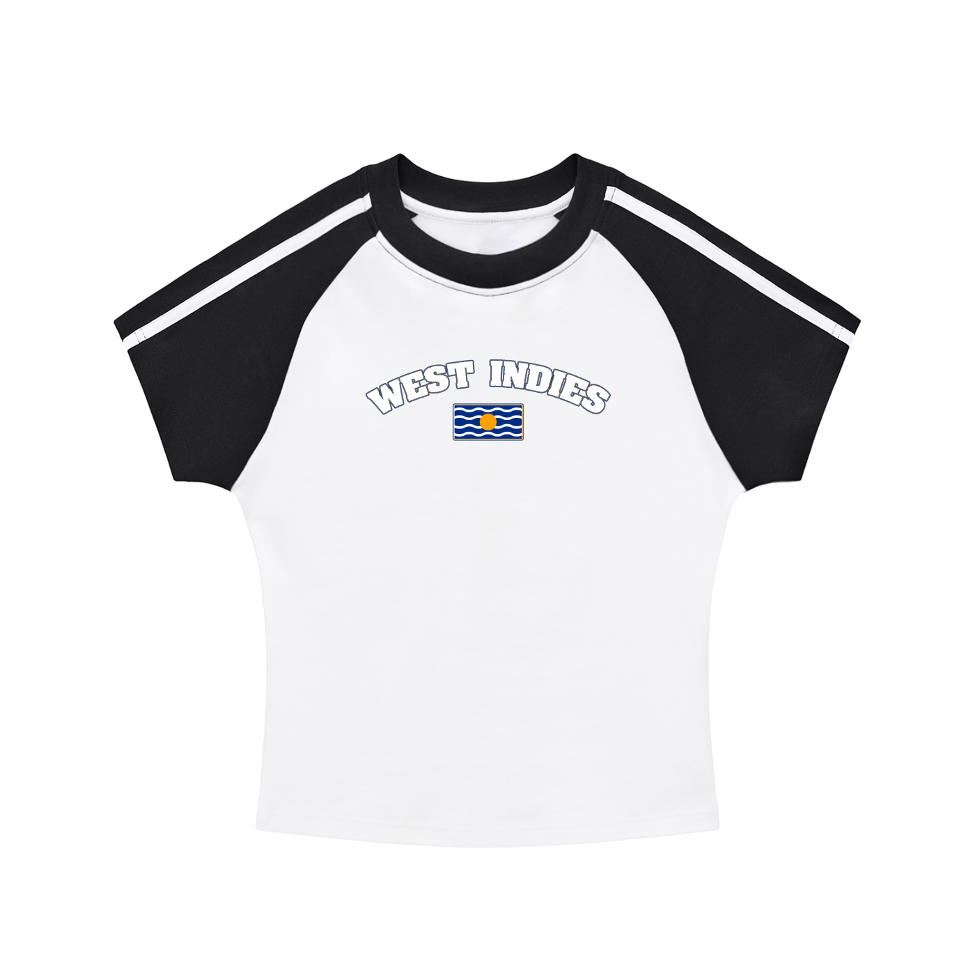 West Indies Contrast Stripes Bodycon Raglan  Sleeve T-Shirt - Islands Breed Culture