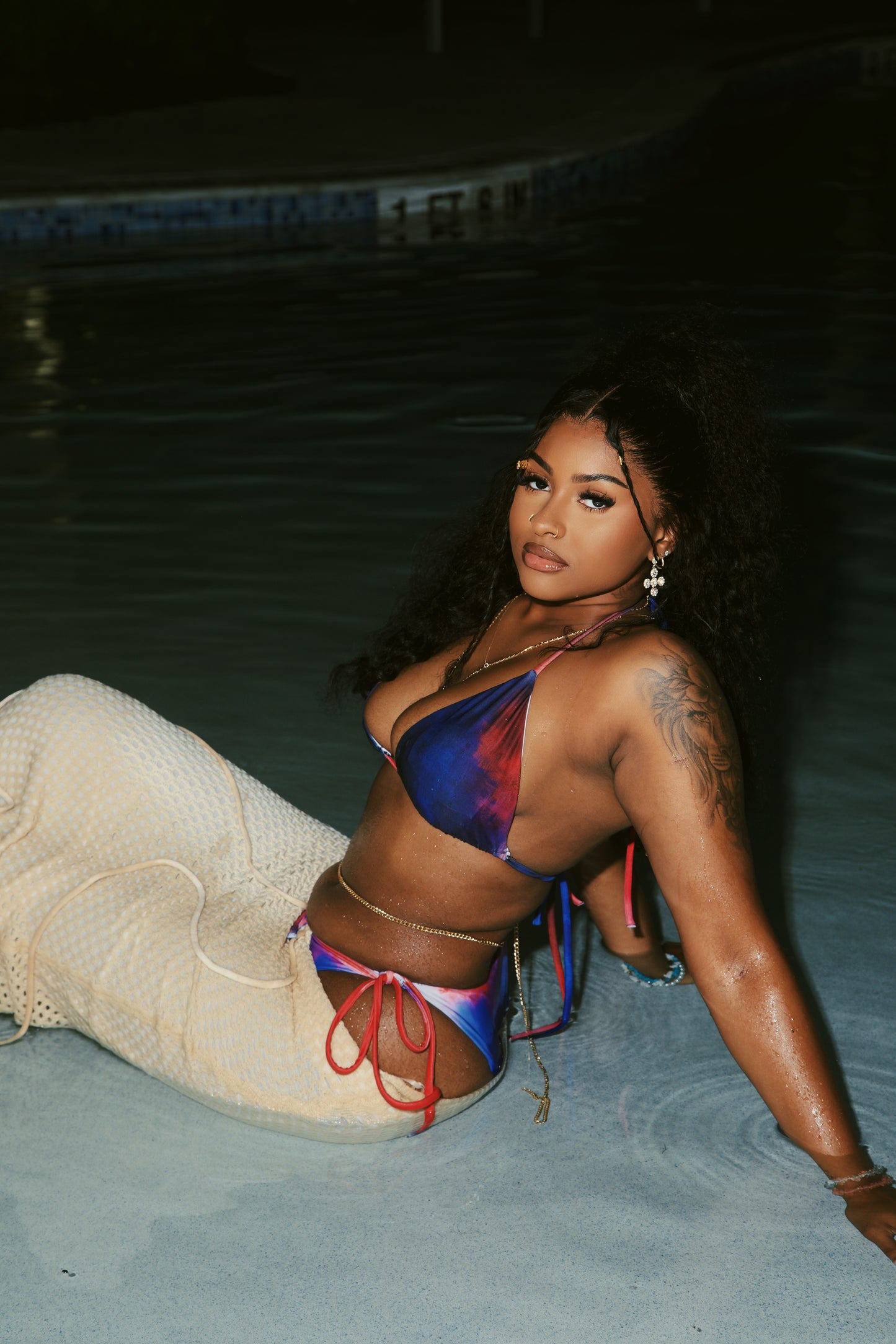 Haiti Flag Gradient String Bikini