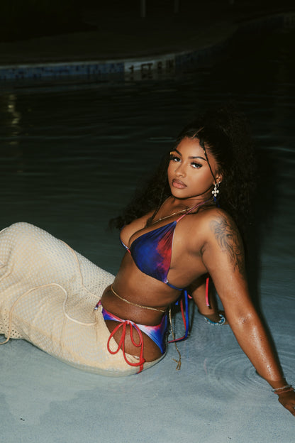 Haiti Flag Gradient String Bikini