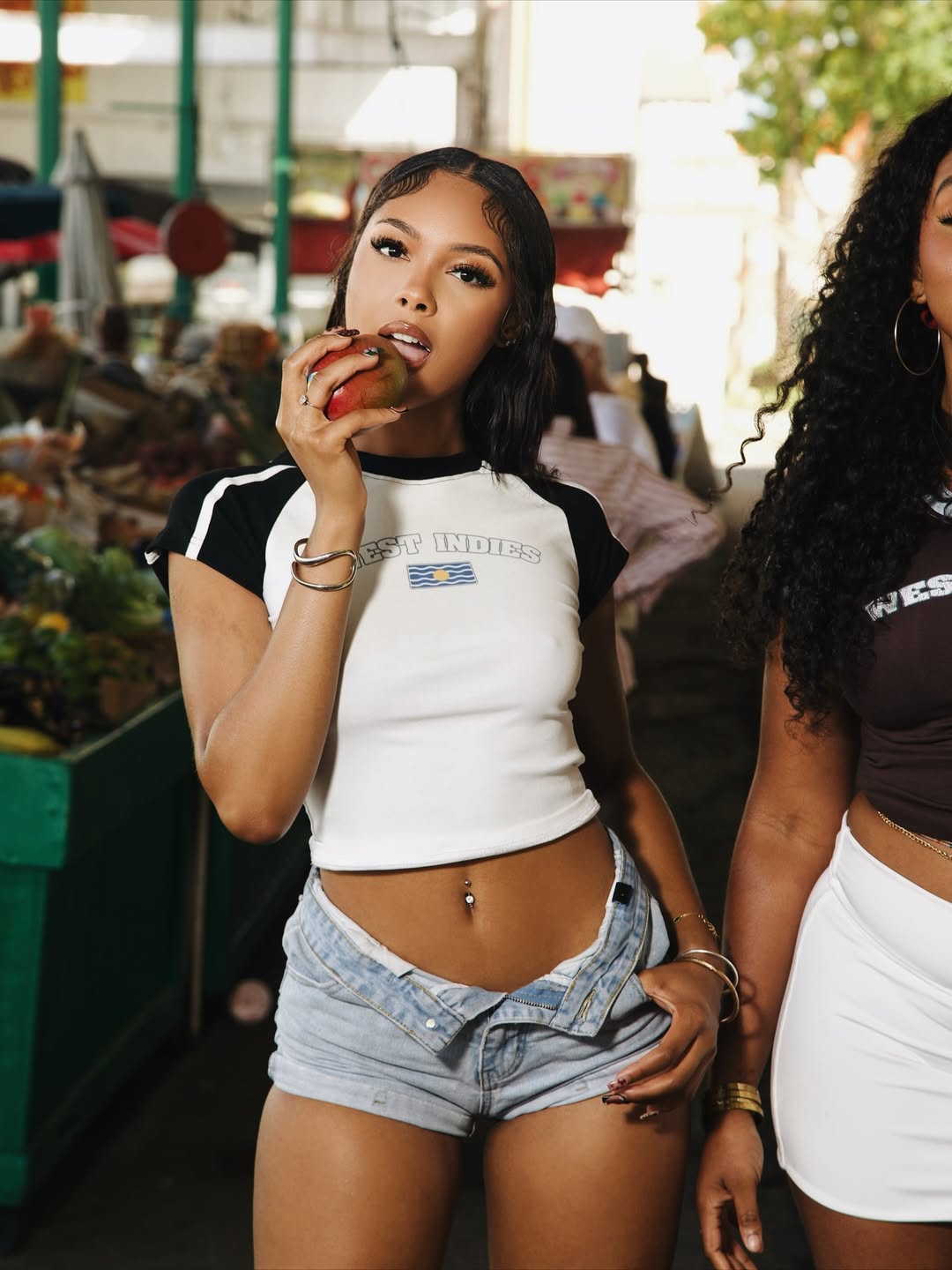 West Indies Contrast Stripes Bodycon Raglan  Sleeve T-Shirt - Islands Breed Culture