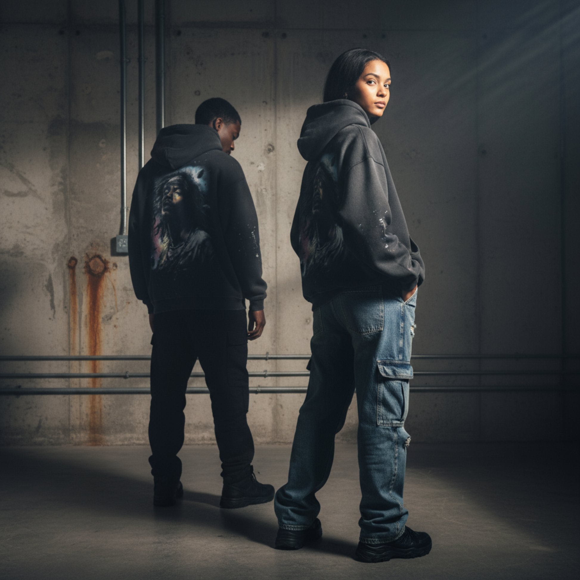 Divine Noir Vintage Wash Frayed Hoodie - Islands Breed Culture