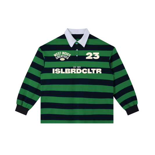 polo shirt,stripe polo,streetwear,drop shoulder,unisex,preppy,long sleeve,ISLBRDCLTR