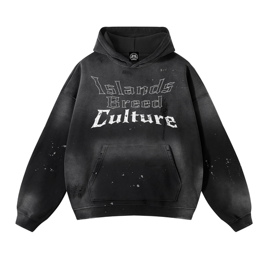 Divine Noir Vintage Wash Frayed Hoodie
