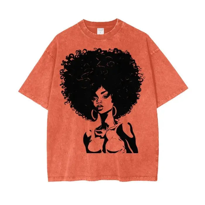 IBC Afro Queen | Streetwear Unisex Oversized Snow Wash T - Shirt - Islands Breed Culture