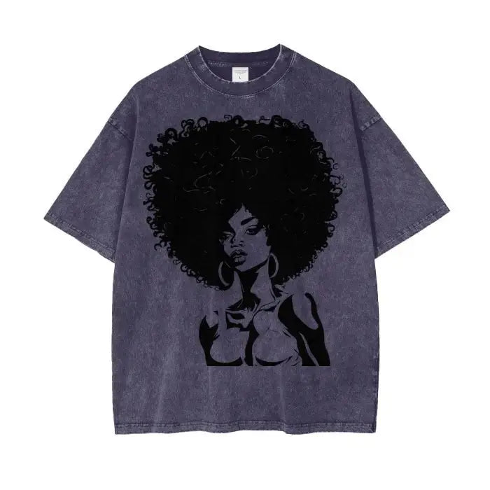 IBC Afro Queen | Streetwear Unisex Oversized Snow Wash T - Shirt - Islands Breed Culture