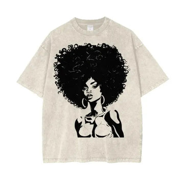 IBC Afro Queen | Streetwear Unisex Oversized Snow Wash T-Shirt