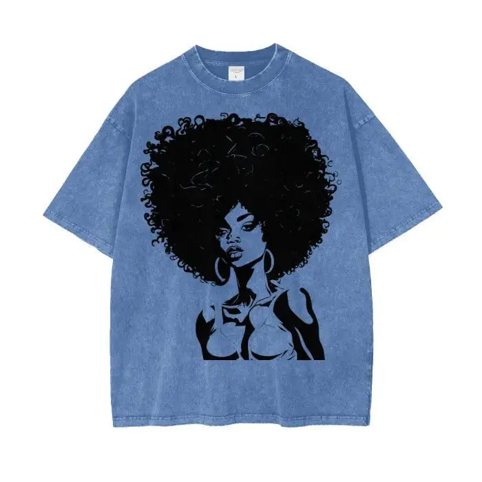 IBC Afro Queen | Streetwear Unisex Oversized Snow Wash T - Shirt - Islands Breed Culture